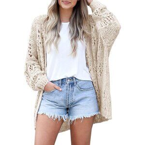 Women's Crochet Cardigan Boho Oversized Light Sweater Long Sleeve
